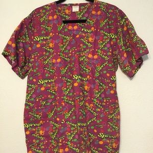 SCRUB TOP...NESTLE spree candy...